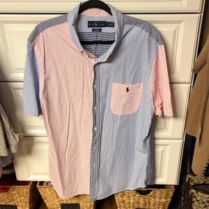Polo by Ralph Lauren Men's Dual-Tone Pink and Blue Shirt